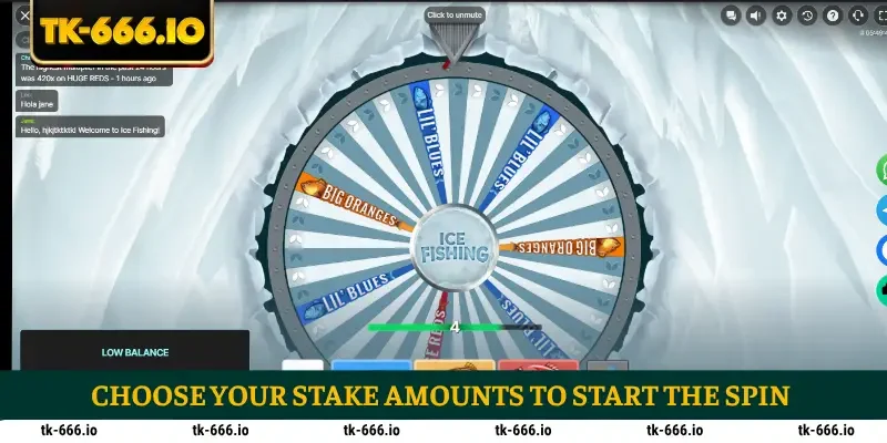 Choose your stake amounts to start the spin