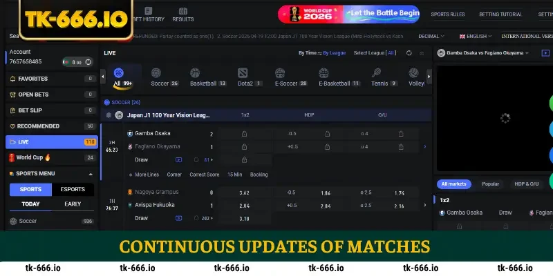 Continuous updates of matches