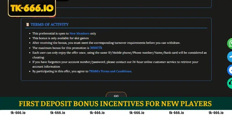 First deposit bonus incentives for new players