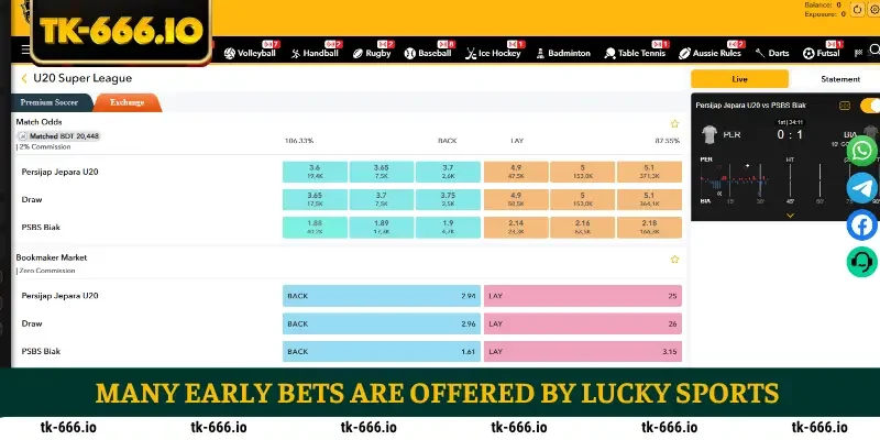 Many early bets are offered by Lucky Sports