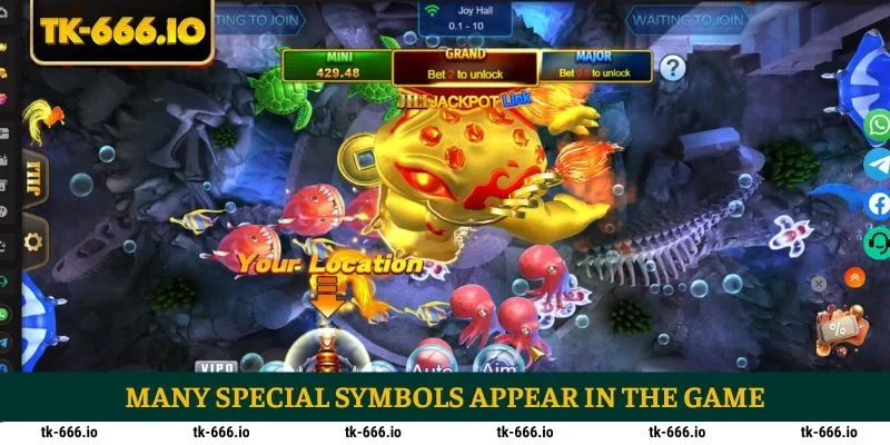 Many special symbols appear in the game