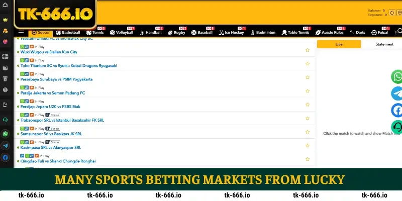 Many sports betting markets from Lucky