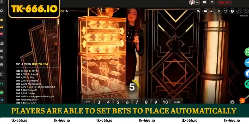 Players are able to set bets to place automatically