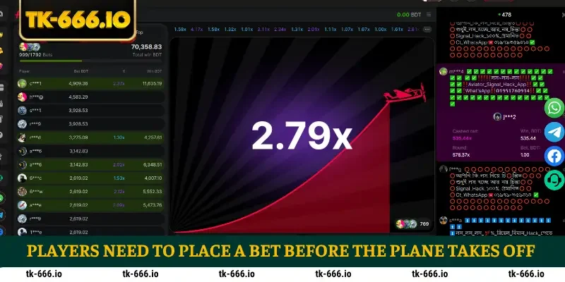 Players need to place a bet before the plane takes off