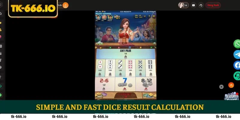 Simple and fast dice result calculation