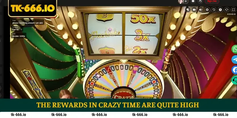 The rewards in Crazy Time are quite high