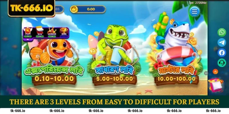 There are 3 levels from easy to difficult for players to choose from