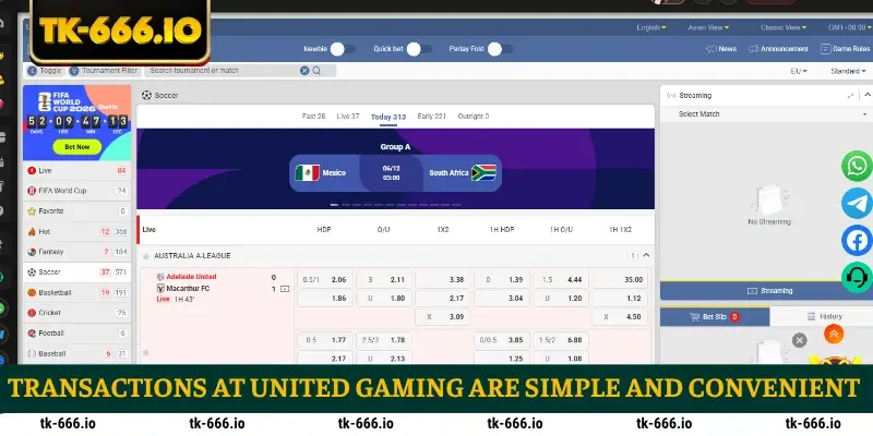 Transactions at United Gaming are simple and convenient